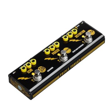 Donner X Third Man Hardware Pédale Multi-effet, Triple Threat 3-en-1 Pédale De Guitare Analogique Distorsion Phaser Pédale Echo Avec Adaptateur Pour Guitare éLectrique