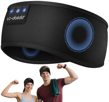 LC-dolida Bandeau Écouteurs de Sommeil Bluetooth V5.4, Casque Audio sans Fil, Bandeau écouteurs Casque Bluetooth de 15 Heures de Lecture, Casque de Sommeil Léger avec Stéréo HiFi pour Femmes Hommes