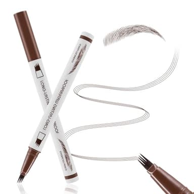 Boobeen Stylo à sourcils pour microblading, crayon à sourcils résistant à l'eau avec applicateur à pointe microfourchette, pour un maquillage durable des sourcils, noir et marron