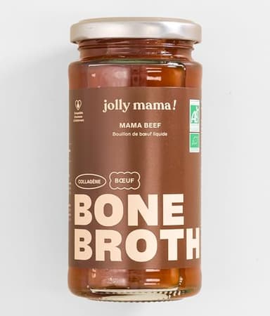 Bouillon de Boeuf Bio Riche en Collagène - 15g de collagène par dose - 6 Bouillons de 240 ml Mama Beef - Nourrit et Soutient le Corps - Compatible Allaitement - Sans Graisse Ajoutée - Jolly Mama