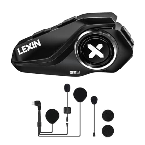 LEXIN G2P Intercom Moto Bluetooth avec 5 Coques Remplaçable, Communication Système, Réduction de Bruit, Kit Main Libre Moto, Oreillette Bluetooth pour Motocyclette/ATV/Vélo