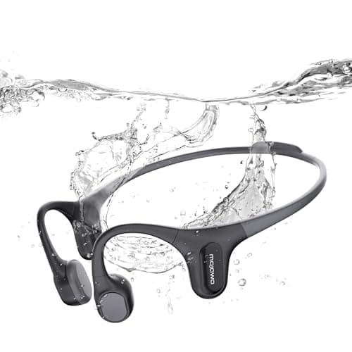 mojawa Run Plus Casque à Conduction Osseuse, Casque de Natation Étanche IP68, Bluetooth avec Micro et 32GB MP3, sans Fil, pour la Course, la Natation, Le Cyclisme et Les Entraînements, Noir