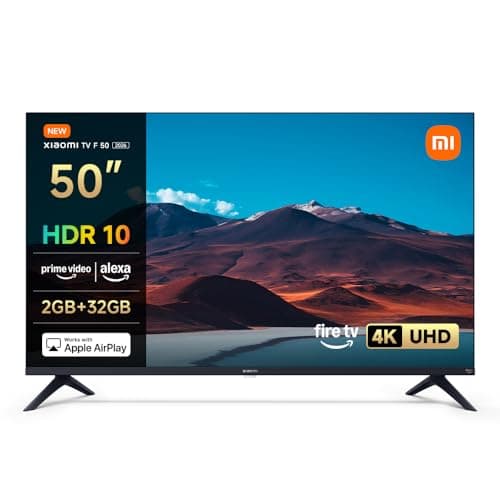 Xiaomi TV F 50, 127 cm (50 Pouces), 4K UHD, Smart TV, Fire TV, Contrôle Vocal Alexa, HDR10, MEMC, Mode Game Boost 120Hz, 2Go+32Go, Compatible avec AirPlay