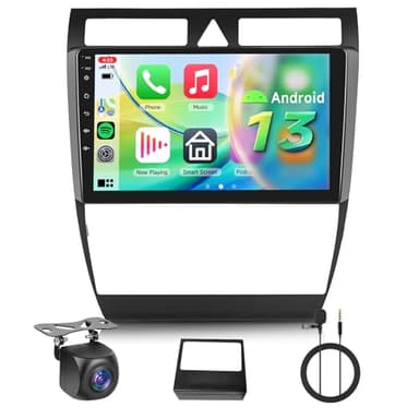 【4+64G】 Hodozzy Carplay Autoradio pour Audi A6 C5 1997-2004 S6 1999-2004 RS6 2002-2006, 9 Pouce Touchsreen avec Android Auto/EQ/Mirror Link/WiFi/GPS/RDS/FM/Bluetooth 5.0/USB+Canbus