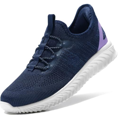 STQ Baskets Femme Chaussures de Sport Running Sneakers Respirant Lacet Confort Enfiler Legere Mode et Marche Femmes Tennis Jogging Slip on Basquette Fitness Travail Course Outdoor Bleu Marine EU 38