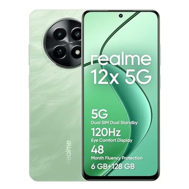 realme Smartphone 12X 5G, 6+128GB, Chipset Processeur 5G avec Finesse de Gravure de 6 nm, Appareil Photo I.A. de 50 MP, Batterie puissante de 5 000 mAh, Mode Écran Confort des Yeux 120 Hz, Vert