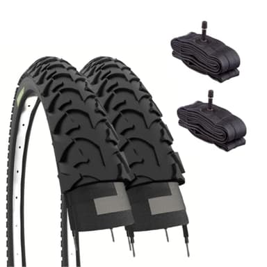 Ecovelò Lot de 2 12 1/2 x 1,75 x 2 1/4 (47-203) + Chambres avec Valve américaine pneus vélo VTT Enfant Adulte Unisexe, Noir, Taille Unique