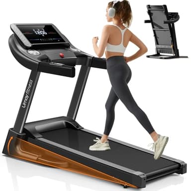 UMAY Tapis de Course Pliable Inclinable 14km/h, Tapis de Course Professionnel Silencieux avec Moteur de 3,0 HP et 3 Niveaux d'inclinaison, Treadmill Home Foldable Charge Max 136KG