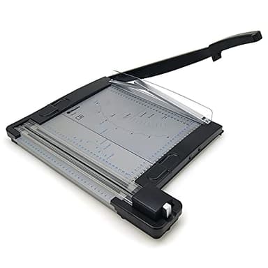 WAYTEX 77292 Massicot Rogneuse 2 en 1 pour Papier Carton et Feuilles Plastifiées Lame guillotine capacité 10 feuilles + 3 formes de découpe droite, ondulée, pointillée