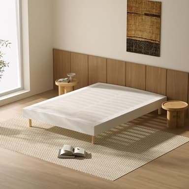 DEWINNER - Sommier Tapissier, Sommier 140x190, Solide et Confortable Lit 140 * 190cm - 2x13 Lattes avec 6 Pieds- Hauteur du Cadre de lit 29 cm - Blanc