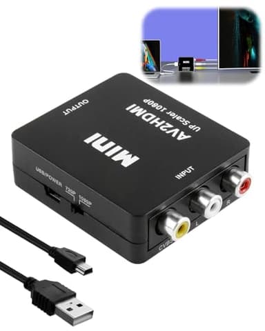 teasteam Adaptateur RCA vers HDMI 1080P Vidéo Signal Audio Convertisseur AV CVBS vers HDMI Compatible avec TV PS2 PS3 WII N64 Lecteur DVD Caméra Xbox 360 Gamecube Blue-Ray Laptop