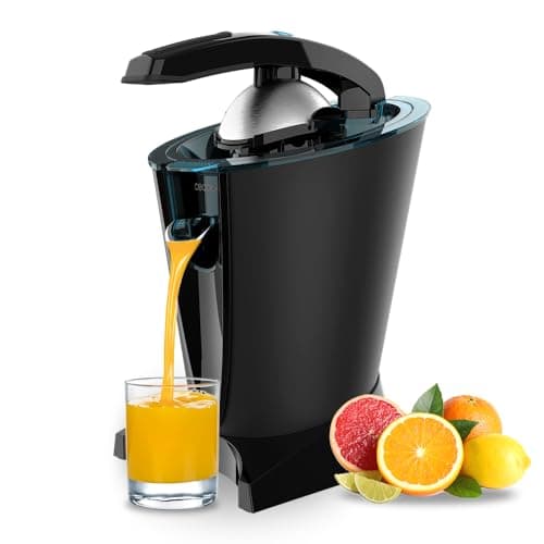 Cecotec Presse-agrumes électrique à bras EssentialVita Hyden 600 600 W, filtre en acier inoxydable, 2 cônes amovibles, levier de pression, système anti-goutte, compatible lave-vaisselle