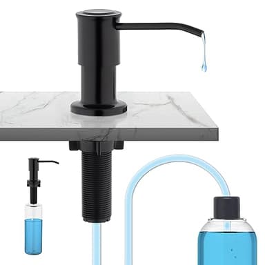 Ibergrif M34040B, Distributeur de Savon pour Évier de Cuisine avec Bouteille 500ML et Ensemble de rallonge de 1,0 m, Diffuseur Pompe Liquide, Caché Distributeur Liquide Vaisselle