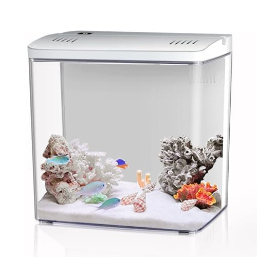 Craftsboys Kit de démarrage pour aquarium 4,5 L, petit aquarium Betta avec LED et filtre (blanc)