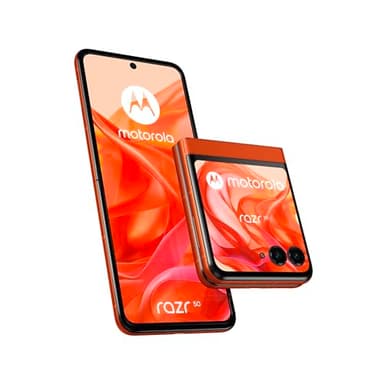 Motorola Razr 50 (8/256GB, AI, display esterno 3.6” pOLED, interno 6.9" pOLED, 50+13MP, selfie 32MP, MediaTek Dimensity 7300X, Dual SIM) Spritz Orange (Reconditionné)