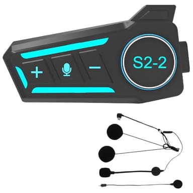 VCOROS Écouteurs Casque Moto,S2_2 Intercom Moto pour 2 Personne,Kit Main Libre Bluetooth,Bluetooth 5.3, Prise en Charge de l'interphone Uniquement sur Le Même Modèle,IPX6 étanchex Micro 2 en 1