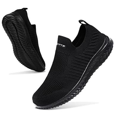 Basket Femme Respirantes Slip on pour Sneakers Femmes Chaussure de Running Fitness Légères Sneakers,Tout Noir,39 EU