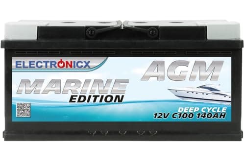 Batterie AGM 140Ah Marine Edition de Haute Performance –Batterie Voiture 140 Ah 12V Batterie Solaire Batterie Camping Parfaite pour Panneaux Solaires