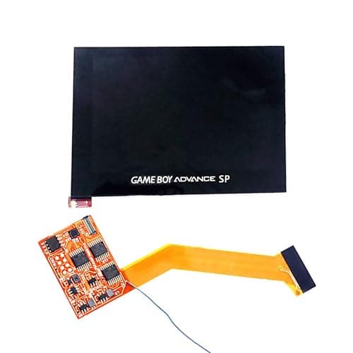 GBASP Module d'écran de remplacement V3 pour console de jeu portable Gameboy Advance GBA SP, 8 niveaux de luminosité, menu OSD, plusieurs modes, 100 % ajusté, couverture complète, noir