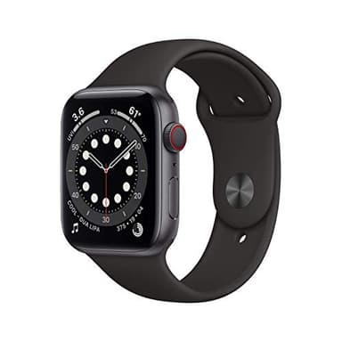 Apple Watch Series 6 (GPS + Cellulaire, 44MM) Boîtier en Aluminium Gris Sidéral avec Bracelet Sport Noir (Reconditionné)