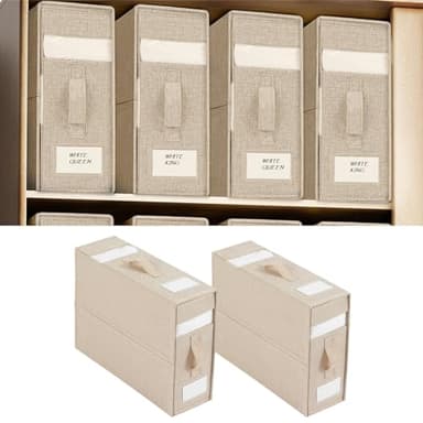 Lot de 2 Organiseurs de Draps Pliables - Rangement pour Literie, Couvertures, Oreillers, Housses de Couette - Sacs de Rangement Drap Peuvent être Rangés Sous Lit, Dans Placard