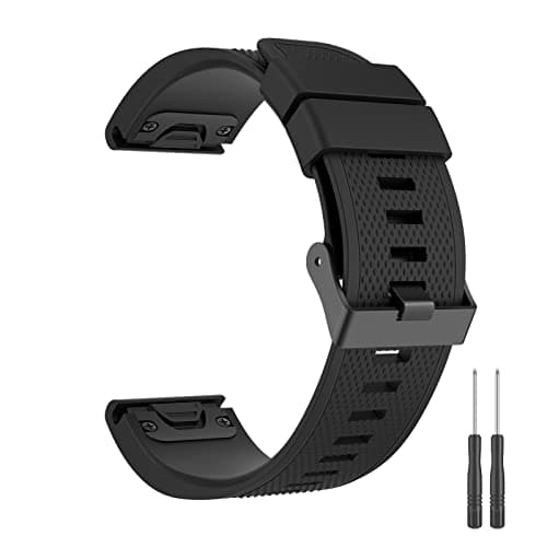 Vancle 22mm QuickFit Bracelet Compatible pour Garmin Fenix 5/Fenix 5 Plus/Forerunner 935/Approach S60/Quatix 5/Fenix 6/Fenix 6 Pro, Noir