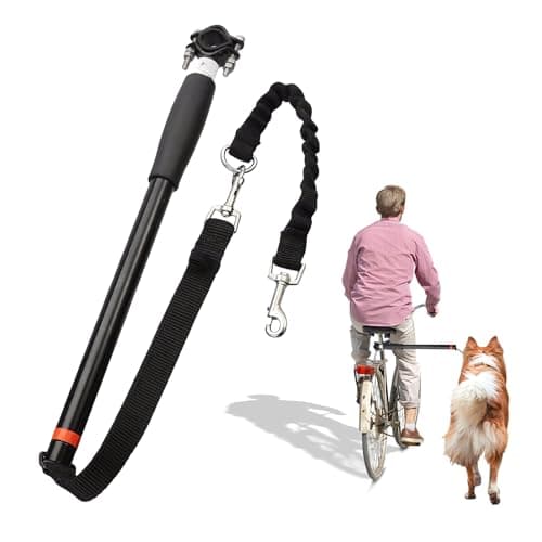 BORDEAG Laisse pour Chien De Vélo, Pet Dog Bicycle Leash, Laisse d'exercice pour Chien Mains Libres, Laisse Rétractable en Acier Inoxydable Installation Et Démontage Facile