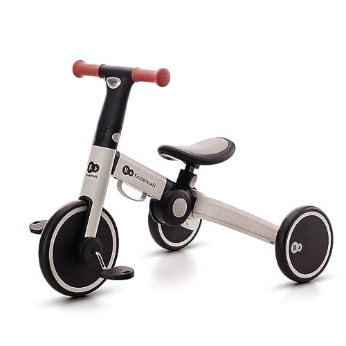 Kinderkraft 4TRIKE Tricycle 3en1, Tricycle pliable, Vélo sans Pédales, Vélo Bébé, Mini Draisienne, Trotteur, Selle réglable, Trois Roues, De 12 mois à environ 5 ans, 25kg, Gris