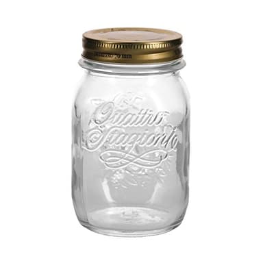 Bormioli Lot de 12 bocaux de Conservation Inscription « Quattro Stagioni » Capacité 500 ML Diamètre 8,5 cm Hauteur Totale 14 cm Idéal pour Les antipasti, etc.