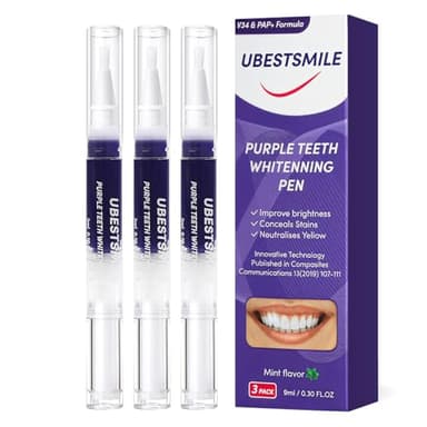 3 pièces Stylo de blanchiment des dents violet, professionnel Stylo Nettoyage Dents, Gel Blanchiment des Dents, doux rapide blanchiment dents stylo pour dents blanchiment à la maison
