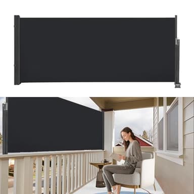 Store Latéral Extensible en Aluminium,Brise Vue Rétractable,Paravent Extérieur,Protection de l'intimité et du Vent,Vue Pare-Soleil,Auvent Latéral pour Balcon,Terrasse,Jardin,1x3m,Anthracite