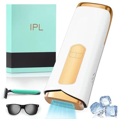 Épilateur Lumière Pulsée Avec Fonction 5℃ de Soin Glacé 999,900 Flashes Epilateur Laser Definitif Onde de 600-1200 nm de 5 Niveaux Énergie Épilation Laser pour Du Visage/Aisselles/Corps