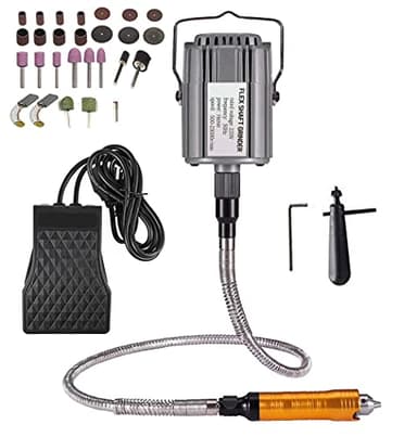 Seababyhouse 780W Perceuse Meuleuse électrique Arbre Flexible Flex Shaft de Mandrin de Polissage Outil Rotatif Dremel broyeur à suspendre, Pédale, Arbre Flexible en Métal, 23000 RPM