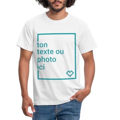 Spreadshirt Créez Votre Propre T-Shirt Personnalisé avec Texte ou Photo Imprimée T-Shirt Homme, L, Blanc