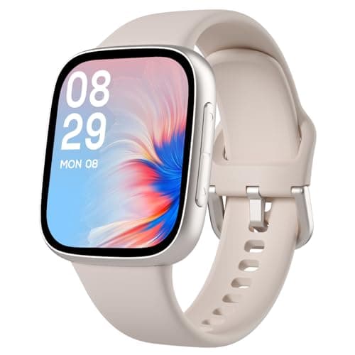 antfit Montre Connectée, Écran AMOLED Ultra-Clair, Étanche 3ATM Natation, Appels Bluetooth, Suivi Cardio/Sommeil/100 Sports, Compatible Téléphones Android et iOS, Starlight