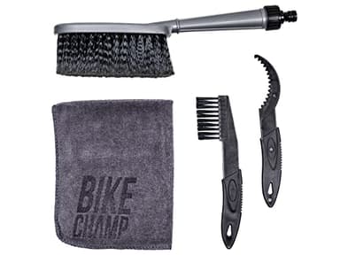 Bike Champ Kit de nettoyage pour vélo et VTT - Brosse à vélo avec raccord d'eau - Kit de nettoyage pour vélo de route - Kit d'entretien pour VTT - Boîte de nettoyage pour vélo de ville - Nettoyant
