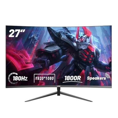 LXZ incurvé 27 Pouces PC Moniteur 180hz Full HD 1080p sans Cadre 1800r Affichage de Jeu avec freesync, DP, Port HDMI - Noir
