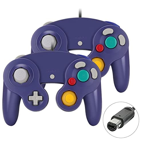 Yideng 2 paquets de Manette de Jeu Classique avec Vibration, Compatible avec la Manette Gamecube/Wii U/Wii/PC/Switch, Bleu violet