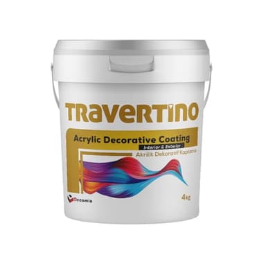 DECOMIN TRAVERTINO – Effet pierre naturelle – Plâtre décoratif acrylique 4 kg – Intérieur et extérieur – À base d'eau – Finition exclusive