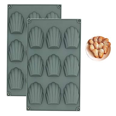 Meajore Lot de 2 moules à Madeleine en silicone pour madeleine (9 cavités, gris)