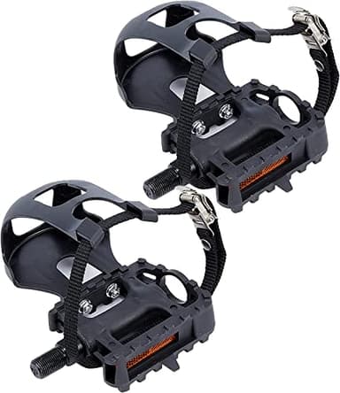 Pédales de vélo de route et de VTT, Pédales de vélo avec cale-pied et sangles Pédales de vélo en alliage for SPD Spin Bike Exercice Cyclisme en salle Pédales hybrides for vélo de spin Vélos d'extérieu