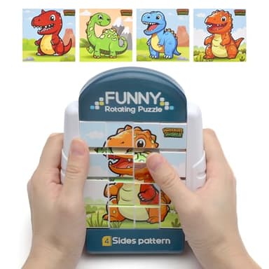 Puzzle Rotatif 16 pièces Jeux Voiture Enfant Voyage pour Les Voyages Parents-Enfants Jeux de Voyage Puzzle jouable à partir de 3 Ans