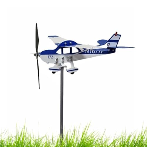Girouettes pour l'extérieur – Girouette Robuste en Forme d'avion en métal – Indicateurs de Direction du Vent multifonctionnels décoratifs, girouettes météo, Support de Toit pour l'extérieur