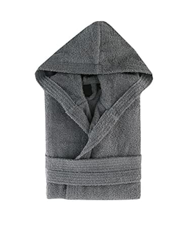 Top towel Élégant Peignoir pour Femme et Homme 100% Coton, 500 g/m² -Option Capuche-Doux et Absorbant pour Douche, Spa et Piscine, Gris, XL