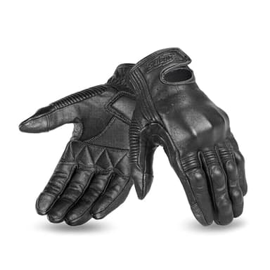 Grapelet Gants de Moto en Cuir à Doigts complets, Gants de Moto à écran Tactile avec Protection des articulations en PU pour l'alpinisme, Le Cyclisme, la randonnée, la Chasse Noir M