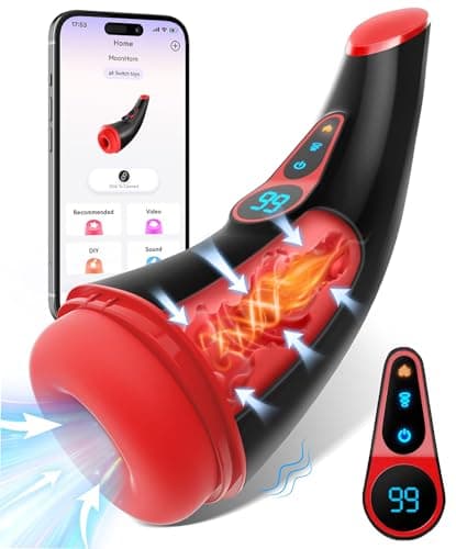 Masturbeuse Homme Sex Toys, Masturbateurs Masculins avec 9 Succion et 9 Vibration, Masturbateur Automatique 3D Vaginette Ultra Réaliste, Écran LCD Sextoy Homme Sex Toýs Homme Suceur Sextoys
