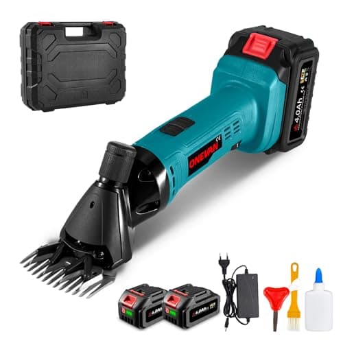 ONEVAN Tondeuse Mouton Batterie, Professionnel Tondeuse Mouton Sans Fil avec 2 x4.0Ah Batteries, 6 Vitesse Réglable, Tondeuse éLectrique pour Mouton Animaux Mouton Laine Chèvre