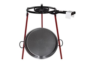 COFAN Poêle à paella, brûleur, pieds et trépied, acier, gris, Diamètre de la poêle 46 cm