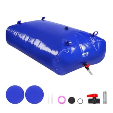 VEVOR Vessie de Stockage d'eau, 540 L, réservoir d'eau Pliable PVC 1000D, conteneur Souple d'eau d'urgence Portable, Sac d'eau Douce de Grande capacité, pour prévention incendies, Camping-Car, Bleu