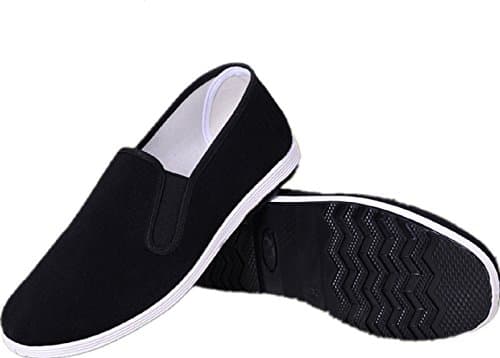 AioTio Chaussures Traditionnelles Chinoises Traditionnelles de Beijing Kung Fu Chaussures Tai Chi Semelle en Caoutchouc Unisexe Noir(265mm 43EU)